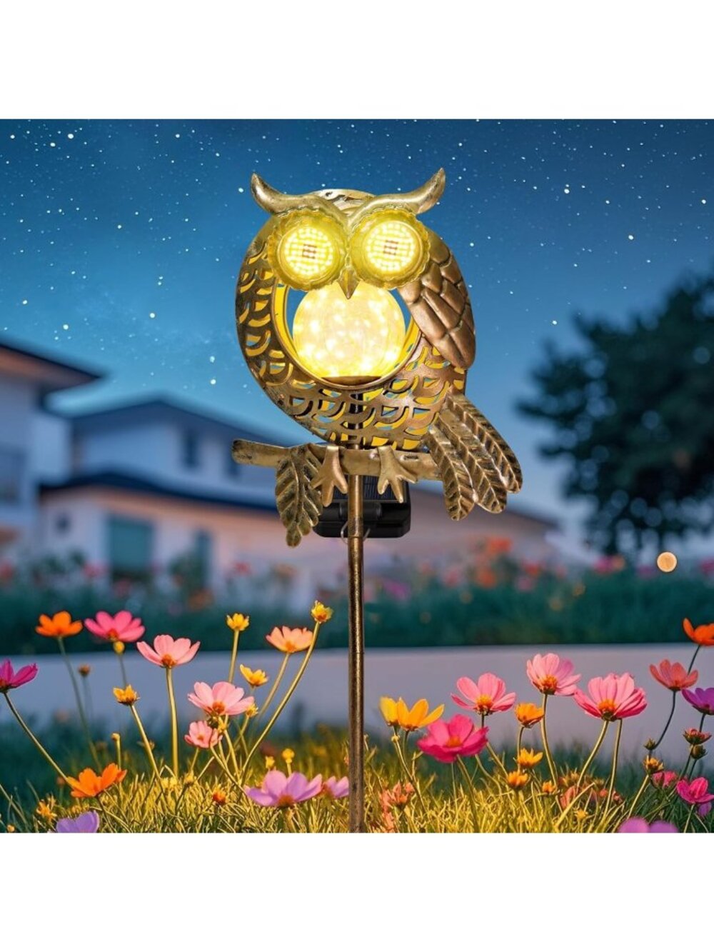 Solar Owl Garden Light | Glowing Eyes Outdoor Decor | Unique Yard Accent